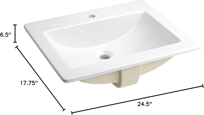 PROFLO PF21181 Hoffman 21" Rectangular Vitreous China Drop In Bathroom Sink with Overflow and 1 Faucet Holes at 1" Centers - White