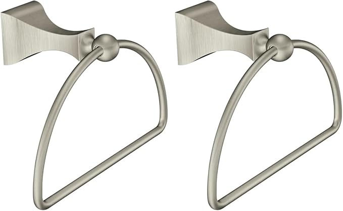 Moen Retreat Collection Brushed Nickel Bathroom Hand Towel Ring with Wall Mount Hardware, DN8386BN (Pack of 2)
