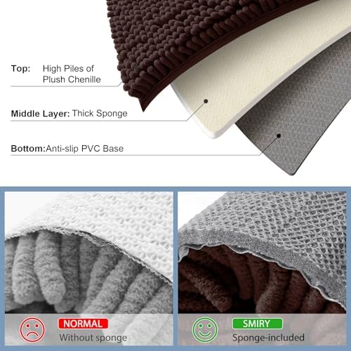 Smiry Bathroom Rugs 30X20, Luxury Chenille Extra Soft Absorbent Bath Mat