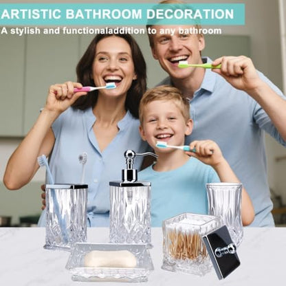 Clear Bathroom Accessories, Square Thick Glass & Metal Pump