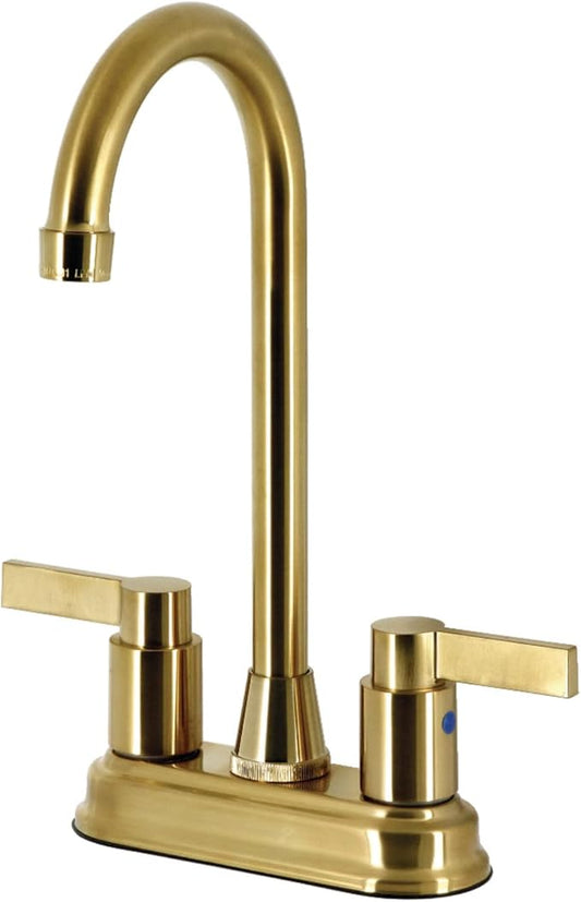 Kingston Brass KB8497NDL NuvoFusion 4" Centerset Bar Faucet, Brushed Brass