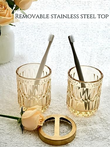 LaMarriti Clear Gold Bathroom Accessorries Set, 5Pcs Glass Bathroom Set