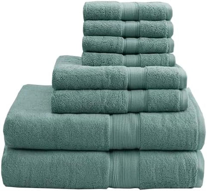 Madison Park 800GSM 100% Cotton Bathroom Bath Towel Set of 8, Dusty Green