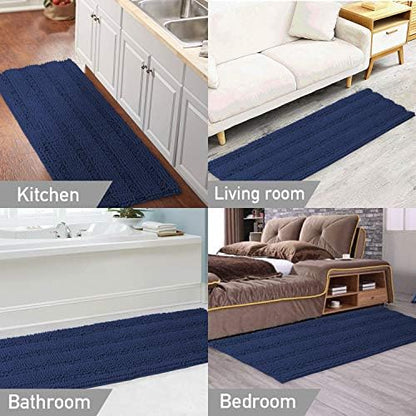 Turquoize Bathroom Runner Rug 17"x47", Soft Absorbent Chenille Bath Rug