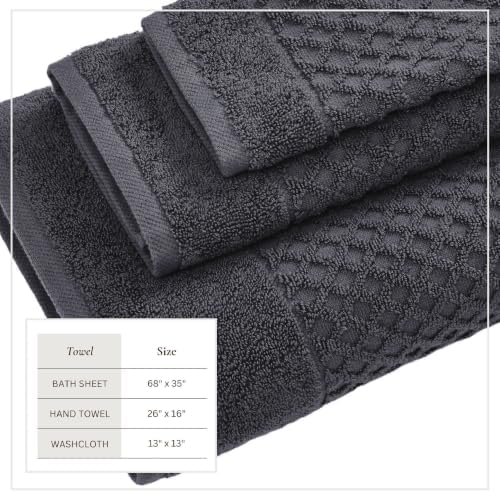 Great Bay Home Bath Towels - 100% Cotton 6 Piece Bath Sheet Set - Diamond Waffle Weave - Absorbent, Durable, Quick-Dry Towels for Bathroom (Stone Blue)