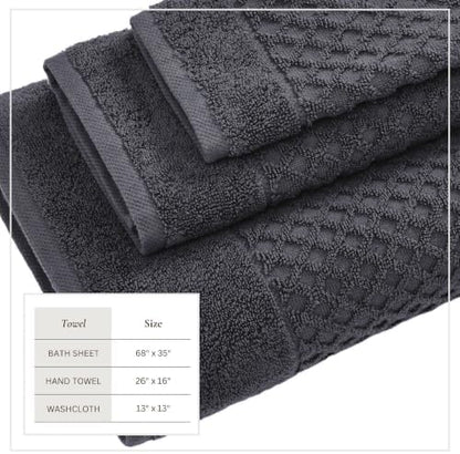 Great Bay Home Bath Towels - 100% Cotton 6 Piece Bath Sheet Set - Diamond Waffle Weave - Absorbent, Durable, Quick-Dry Towels for Bathroom (Stone Blue)