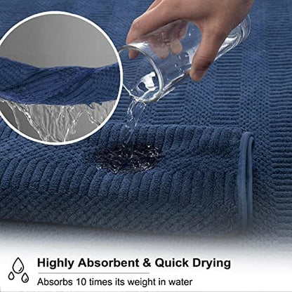8 Pcs Navy Oversized Bath Towel Set-2 Extra Large Bath Sheets,2 Hand Towels,4 Washcloths Soft Bathroom Towels Highly Absorbent Quick Dry Beach Chair Towels Woven Towels for Hotel and Spa