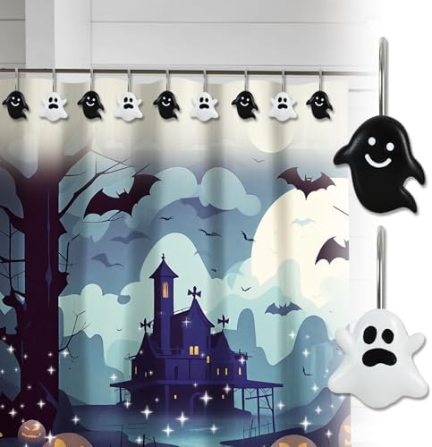 12 Pieces Halloween Shower Curtain Hooks for Bathroom