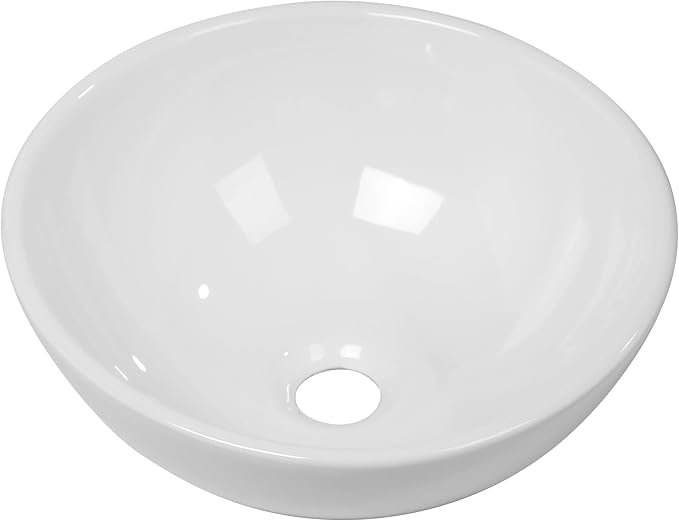 Logmey 13" Round Vessel Sink Small Bathroom Sink Modern White Vessel Sink for Bathroom RV Above Counter Porcelain Ceramic 13x13 inch Art Sink