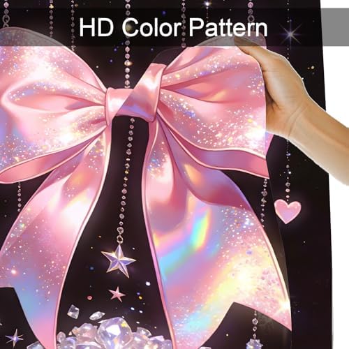 AZHM 4pcs Diamond Bow Bathroom Shower Curtain Set with Rugs and Accessories