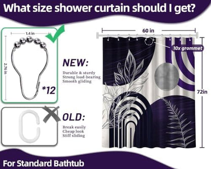 Dark Purple and Grey Shower Curtain, 60X72 in, Mid Century Modern Plum