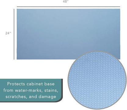 Con-Tact Brand Under Sink Mat, Waterproof Mat for Under Kitchen Sink, Bathroom, and Laundry Room, Non-Adhesive and Durable Shelf Liner, Easy to Clean, 24" x 48", Blue Woven