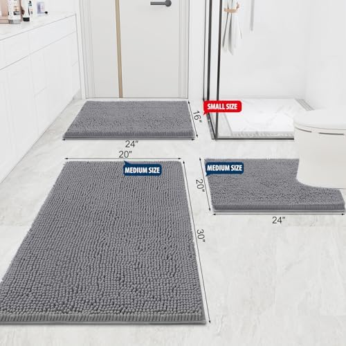 Smiry Bathroom Rugs 47X24, Luxury Chenille Extra Soft Absorbent Bath Mat