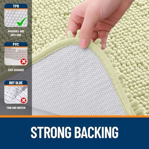OLANLY Chenille Bathroom Rugs Mats Sets 2 Piece, 24"x16"+24"x20", Vanilla