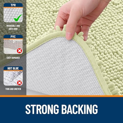 OLANLY Chenille Bathroom Rugs Mats Sets 2 Piece, 36"x24"+24"x20", Vanilla