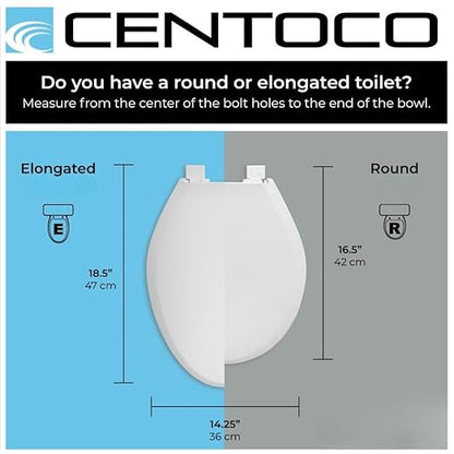 Centoco Round Toilet Seat, Standard Economy Model, Light Weight Residential, Closed Front with Cover, Plastic, Made in the USA, DSAMAZ12-301, Crane White (Cotton/Bright)