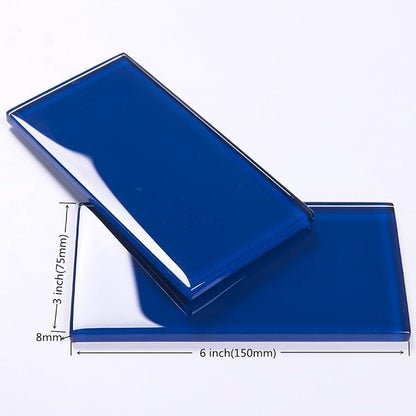 Glass Subway Tile 3 x 6 Inch Cobalt Blue for Kitchen Backsplash Bathroom Wall Pack of 32 Sheets