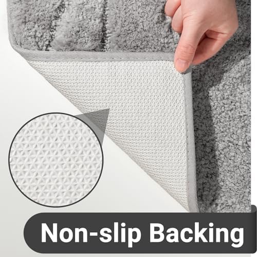 DEXDE Bathroom Rugs 20x32 Non Slip Bath Mats for Floor Shower Tub Grey