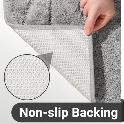 DEXDE Bathroom Rugs 20x32 Non Slip Bath Mats for Floor Shower Tub Grey