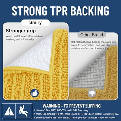 Smiry Bathroom Rugs 47X20, Extra Soft Rubber Backing Chenille Bath Mats