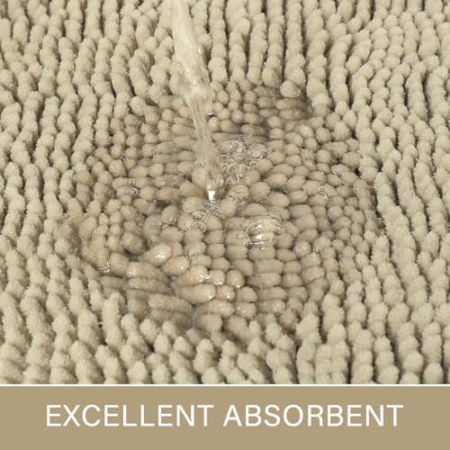 LOCHAS Luxury Bathroom Rug Shaggy Bath Mat 24 x 36 Inch, Beige