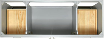 Bradford 60 Inch Bathroom Vanity Single Sink — Grey Bathroom Vanity with Sink, 1.5" Edge Italian Carrara Marble Countertop, Solid Wood, 2 Soft-Close Doors, 4 Dovetail Drawers