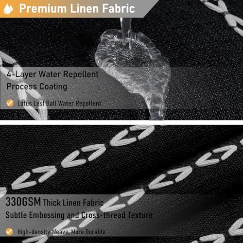 BTTN Small Boho Linen Heavy Duty Cloth Shower Curtain, 36x72, Black White