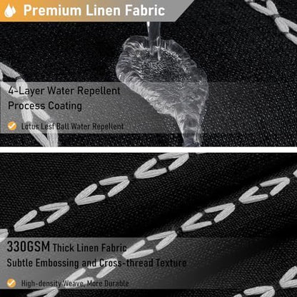 BTTN 72 x 80 Boho Linen Heavy Duty Cloth Shower Curtain Set, Black White