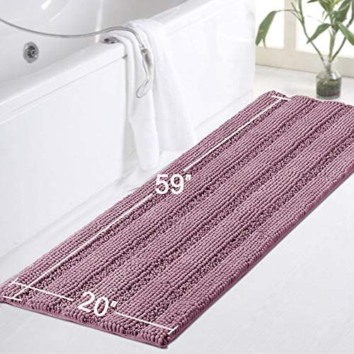 Turquoize Bathroom Runner Rug 20"x59", Soft Absorbent Chenille Bath Rug