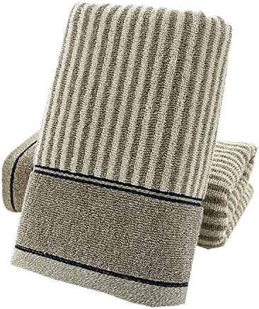 Pidada Hand Towels Set of 2 100% Cotton Striped Pattern Absorbent Soft Decorative Towel for Bathroom (Gray Brown)