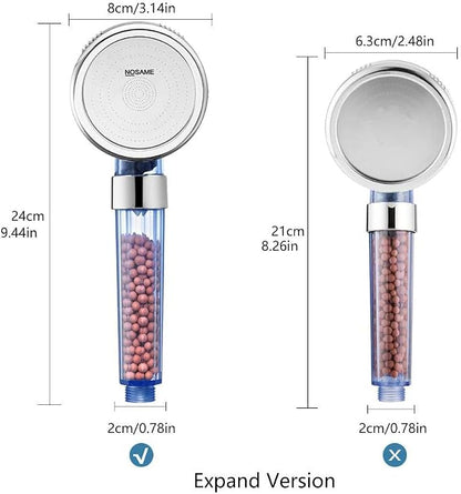 Nosame Handheld Shower Head, Filter Filtration High Pressure Water Saving | Filter Filtration High Pressure Water Saving 3 Mode Function Spray Handheld Showerheads 1.6 GPM for Dry Hair & Skin SPA
