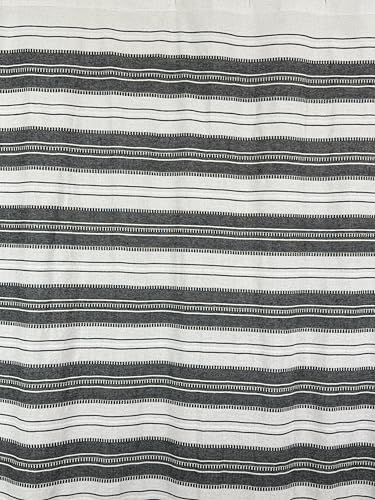 Serafina Home Black & White Striped Cotton Bathroom Shower Curtain, 70x72