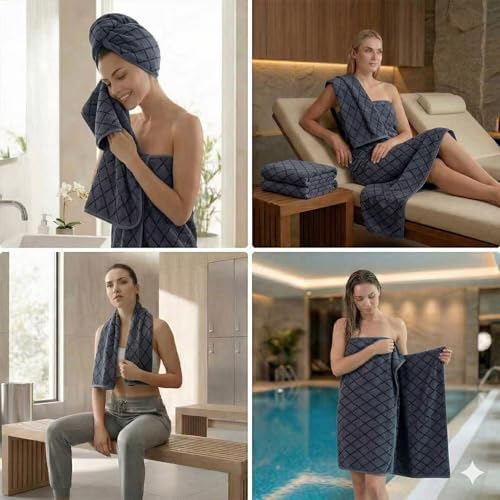 Microfiber Bath Towels Set of 2 - Ultra Soft, Highly Absorbent & Fast Drying Bath Towels, Vacuum Compressed for Storage, Lint-Free & Skin-Friendly for Women, Kids, Sensitive Skin (27x54 Inches)