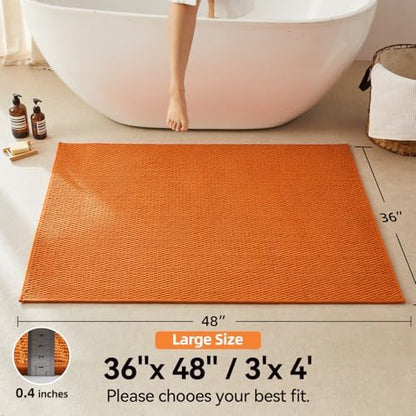 Triohero Large Bathroom Rugs Non Slip Washable Bath Rugs Super Absorbent Bathroom Rug Thin Quick Dry Low Pile Bath Mats, Orange 36"x48"