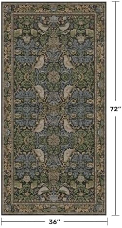 Large Entryway Rugs Indoor - 3x6 Washable Rugs for Kitchen Bedroom Beside Bed Door Mat Indoor Entrance with Moody Woodland Flowers, Non Slip Stain Resistant Low Pile