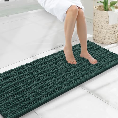 Smiry Bathroom Rugs 47X17, Extra Soft Rubber Backing Chenille Bath Mats