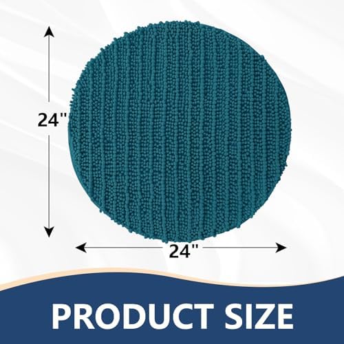 Arotive Round Bathroom Rugs 24x24, Soft Absorbent Chenille Shaggy Bath Mat