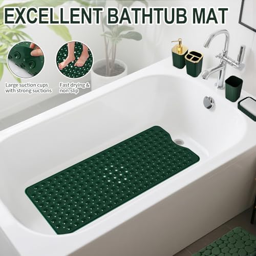 XLHOMO 26PC Bathroom Accessories Set - Gorgeous Green Bathroom Set, Bathroom Accessory Set, Shower Curtain Set with Bathtub Mats for Shower Tub, Trash Can & Soap Dispenser