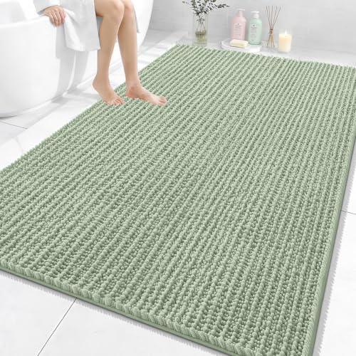 OLANLY Large Bathroom Rugs 70x46, Thick Soft Absorbent Chenille Bath Rugs