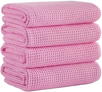 Microfiber Waffle Bath Towels, 4 Pieces, Soft, Absorbent, Fast Drying, Lint Free 430 GSM (27''x55''/68.58 cm x139.7 cm)