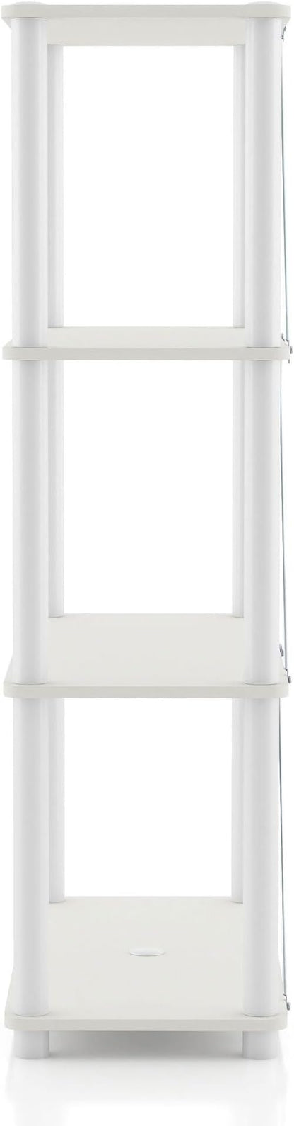 Homes: Inside + Out Apexa Modern 4-Tier Wide Shelving Units, Collectibles Display Shelves, Easy Assembly Standing Shelf, Home Storage Organizer for Living Room, Bedroom, Office, White