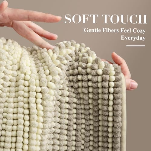 BSICPRO Bathroom Rugs, 17x24 Chenille Bath Mats, Sand
