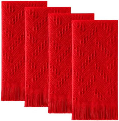 HunnmingRe 4 Pack Boho Hand Towel for Kitchen, Red