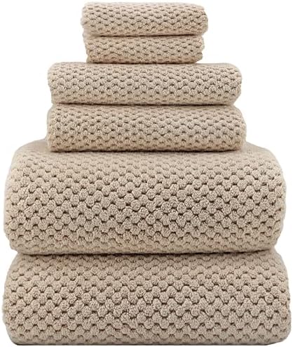 YTYC 39x78 Bath Sheets Set,Towels for Bathroom,Beige,6-Pieces