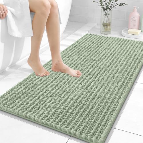 OLANLY Bathroom Rugs 44x24, Thick Soft Absorbent Chenille Bath Rugs