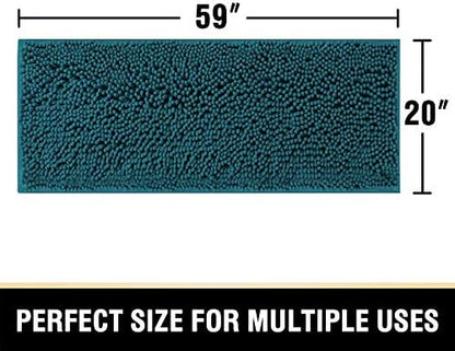 H.VERSAILTEX Bathroom Rugs Bath Mat Bath Rugs Bath Mats for Bathroom Non Slip Extra Soft Chenille Bath Rug Fulffy Shag, Indoor Rug Runner Carpet for Entry Living Room (Dark Teal, Large 59" x 20")