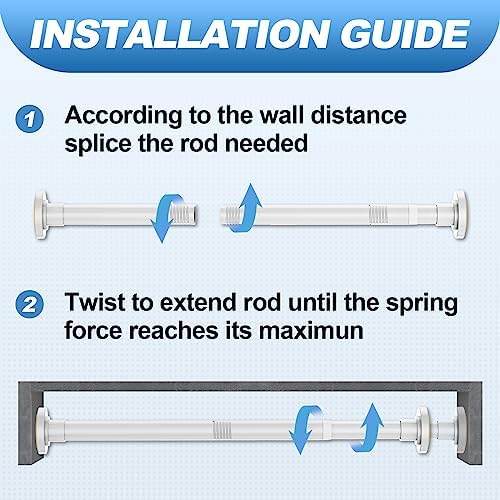 CorkLatta White Shower Curtain Rod 31 to 68 Inch,1 Inch Diameter Adjustable Spring Tension Stainless Steel Telescoping Rod,Easy Install,No Rust