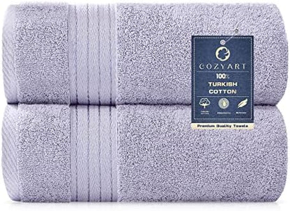 COZYART Luxury Bath Towels 2 PCS, Lavender 100% Turkish Cotton 650 GSM