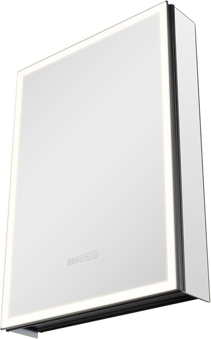 VEVOR Lighted Medicine Cabinet with Mirror, 20 x 28 in Recessed or Wall Mount, 3 Color Dimmable LED Bathroom Medicine Cabinet with Sensor Light, Adjustable Shelve Storage, Memory Defog Function