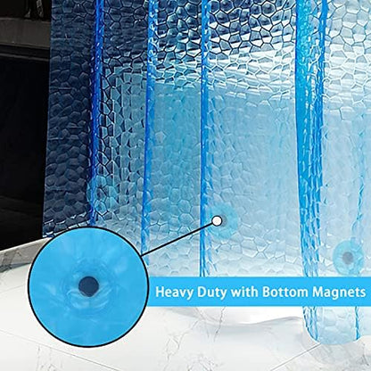 Bostofy Waterproof Shower Curtain Liner EVA Thick Shower Curtain with Heavy Duty 3 Bottom Magnets, Shower Liner for Shower Stall, Bathtubs, 3D Pebble Pattern, 72 x 78,12 Hooks